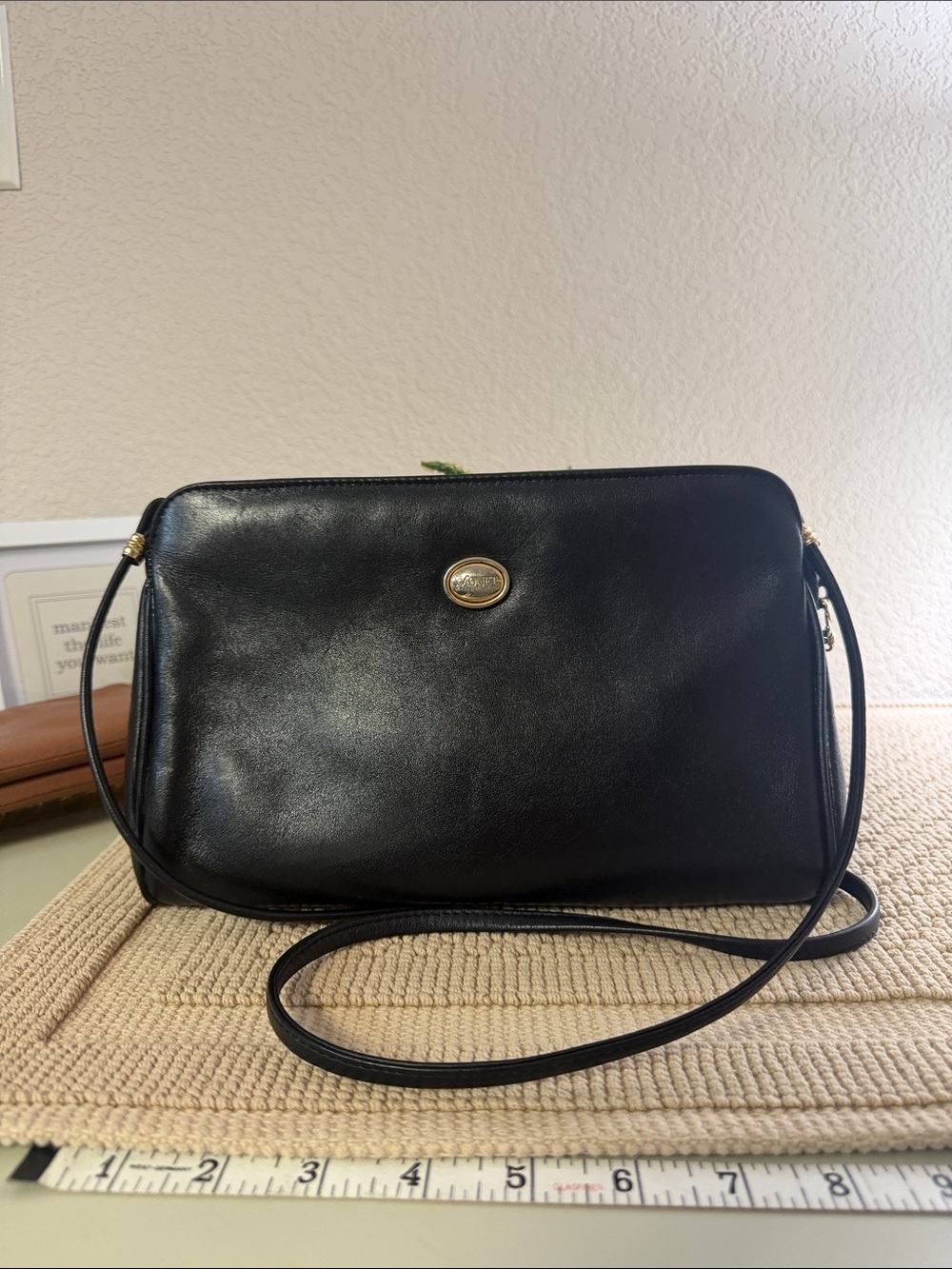 Vintage Monet Black Leather Crossbody
